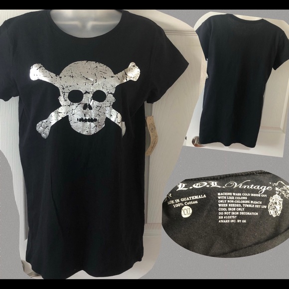 L.O.L. Vintage Tops Nwt Fab Lol Vintage Skull Shirt Poshmark